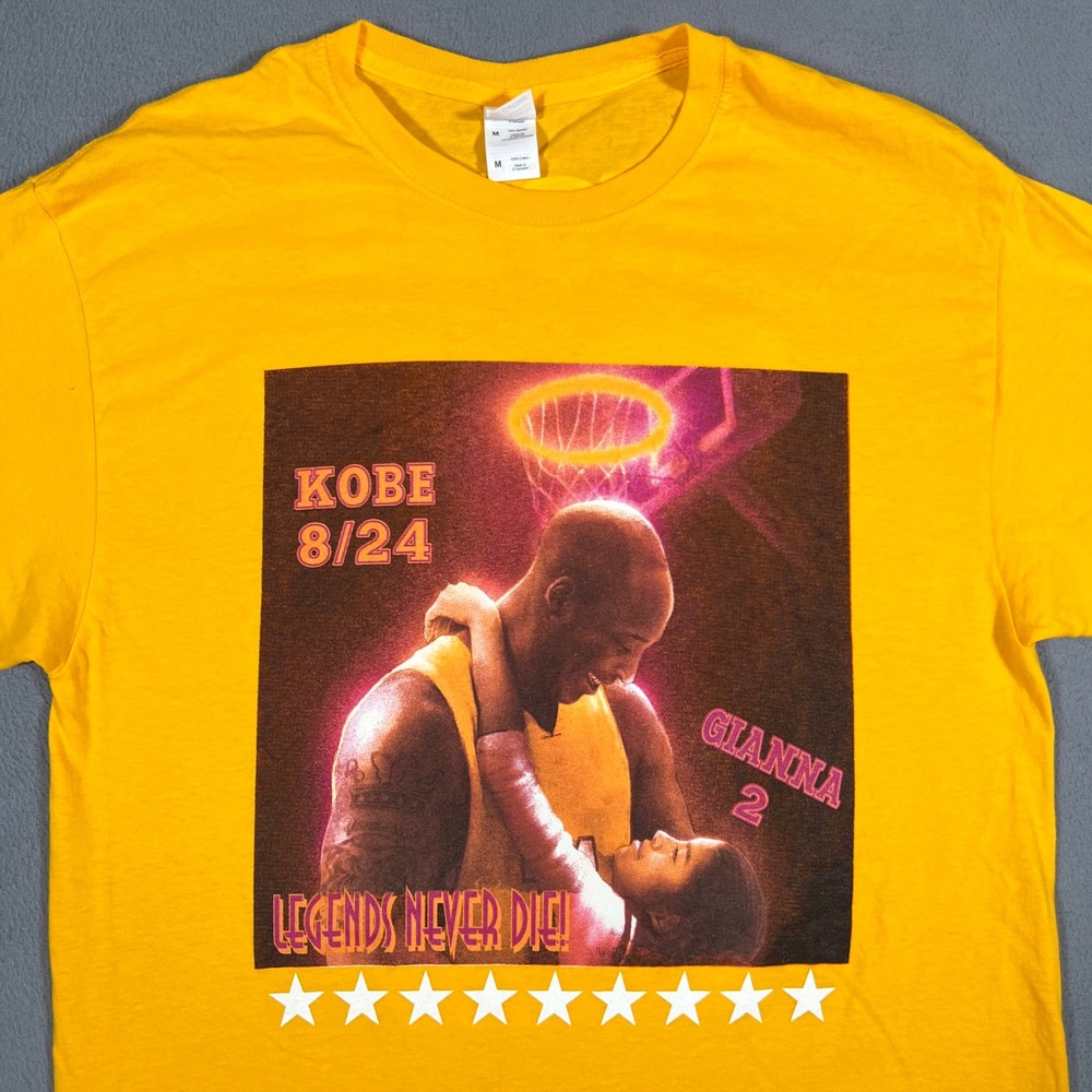Kobe Bryant Gigi Memorial T-Shirt Medium‎ Yellow Legends Never Die 8 24 Mamba